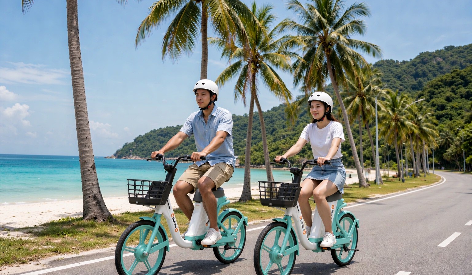 Riding along a Langkawi coastal road